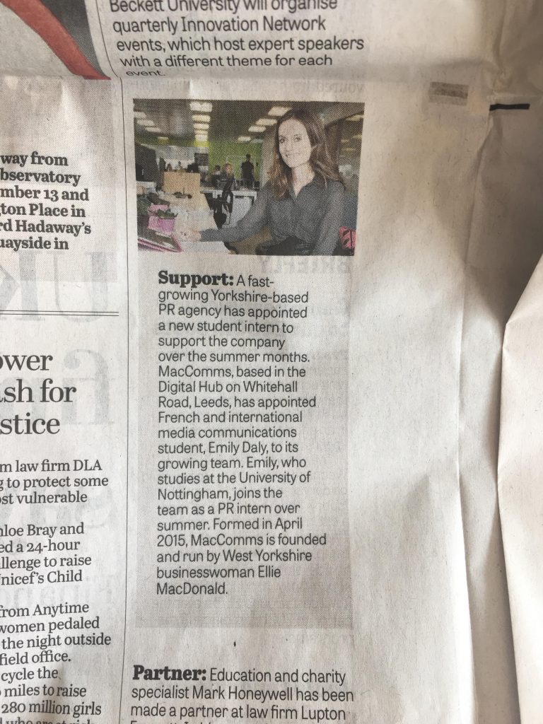 Emily in the Yorkshire Post