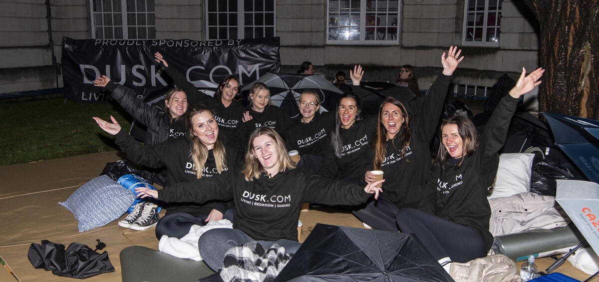 The DUSK team taking part at Simon on the Streets Big SleepOut 2023. Photo by Sam Toolsie